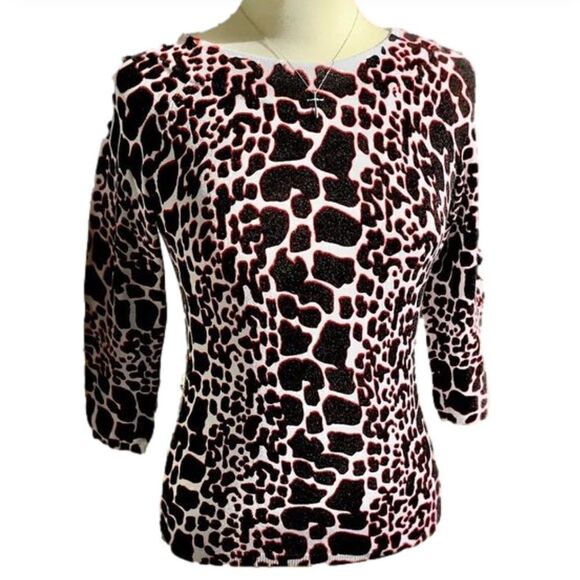 ANIMAL PRINT JOSEPH A BLOUSE SIZE MEDIUM - Picture 1 of 4